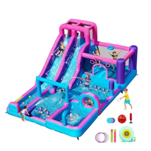 Castillo inflable de rebote de stock en EE. UU., equipo de juego suave, parque infantil interior y exterior, fiesta en el jardín, parque acuático inflable con doble tobogán
