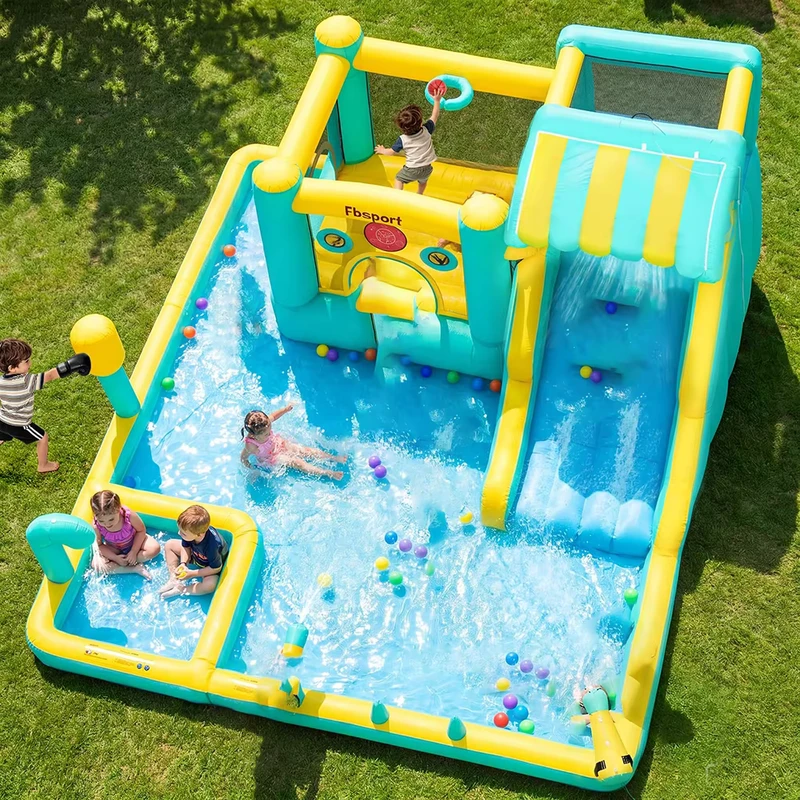 USA Voorraad Opblaasbaar Springkasteel met Glijbaan Zwembad Nat Droog Zacht Speelgoed voor Binnen Buiten Speeltuin Achtertuin Feest