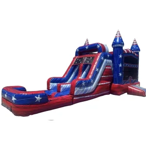 USA Style CE Certified Inflatable Marble Front Slide Bouncer Combo Water Slide with Blower for Commercial Use Customizable Size