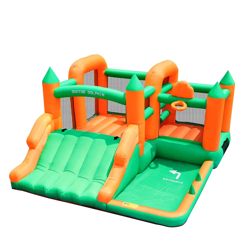 Castillo Inflable Verde para Niños en Stock en EE. UU., Juguete Inflable Pequeño para Uso en Casa con Tobogán en Venta