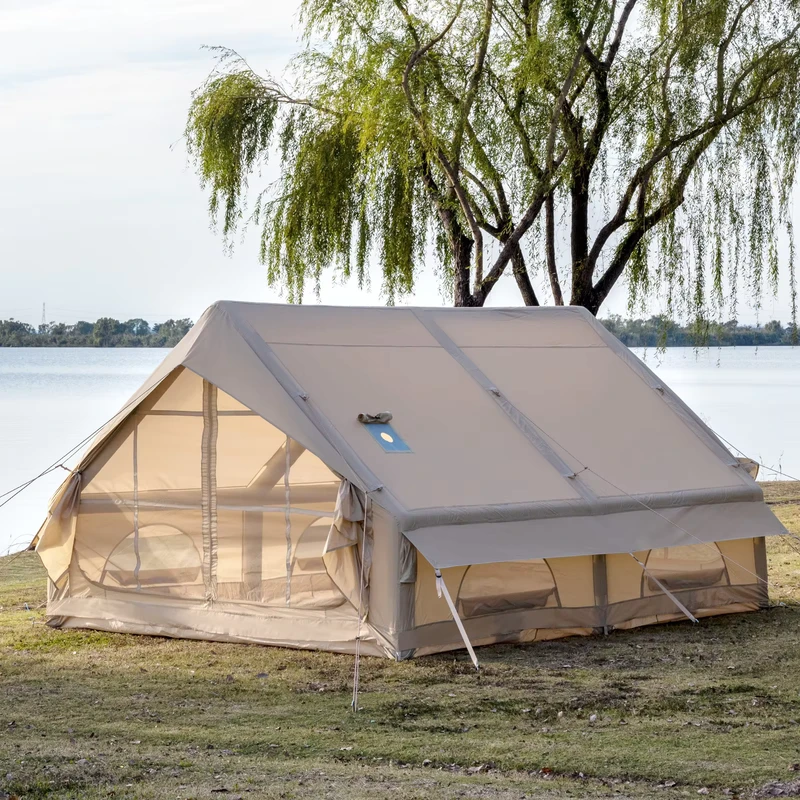 Tenda Inflável Ultra-Durável de 12 m², com Porta Dupla, à Prova de Vento e Resistente à Água, Grande Tenda de Camping para Família