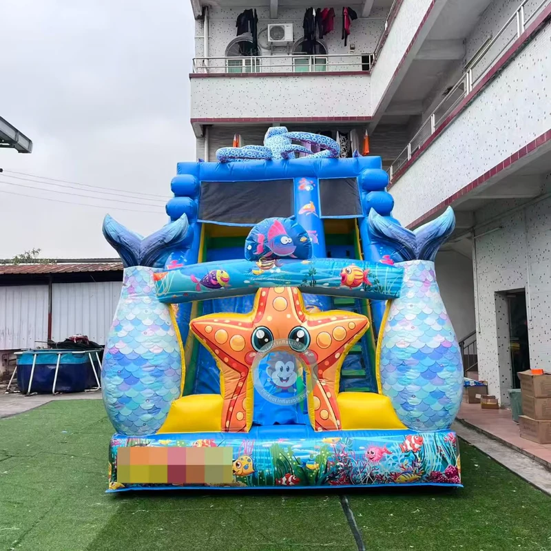 สไลด์ธีมโลกใต้น้ำ สวนสนุกน้ำ Inflatable PVC สำหรับเช่าปาร์ตี้