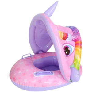 Unicorn Cartoon Animal Baby Inflatable Swimming Ring Awning Non-Toxic PVC Leak-Proof Portable Pool Float Beach Water Play