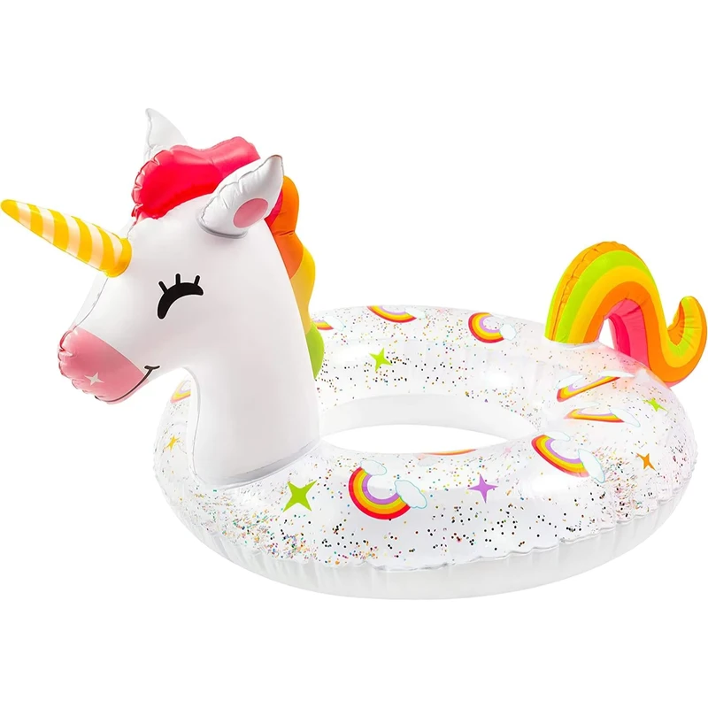 Tuyau de baignade gonflable en PVC en forme de licorne pour enfants, pour le lac et la plage, amusement d'été pour fêtes de piscine et vacances
