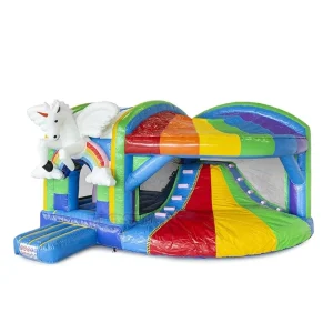 Unicorn Themed Inflatable Jumping Bouncy Castle 5.5m X 5.5m X 3.2m Commercial Kids Party Rental Equipment Slide 1000kg Capacity
