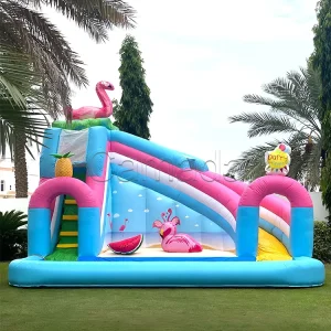 Unisex Flamingo Inflatable Bounce House Slide Bouncy Jumpers Kids Jumping Castle with Water Pool for Backyard Summer Water Plays