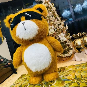 Costume da mascotte gonfiabile gigante e realistico di orso con occhiali da sole, 2m 2.6m per eventi e festività