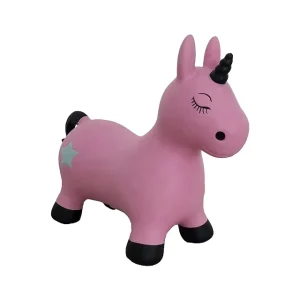 Unisex Inflatable Bounce Animal Pink Unicorn Ride on Toy for Kids Jumping Play and Fun!