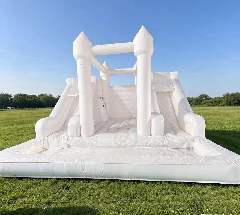 Unisex White Inflatable Bouncer Kids’ Combo Bouncy Castle with Slide