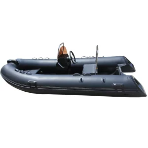 Glass Fiber V Hull Rib Boat 1.0 Tube 20HP Black Hypalon CE 13’3
