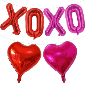 Valentine’s Day Decor XOXO Letter Aluminum Foil Balloon 18 Inch Heart Shaped Balloon Wedding Anniversary Confession Bridal Party