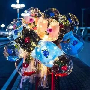 Valentine’s Day LED Bobo Glow Balloon Rose and Love Heart Light Up Balloons