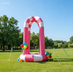 Trampolim Inflável Bungee de Cores Vibrantes, Design Atraente para Eventos de Festa e Reuniões Sociais