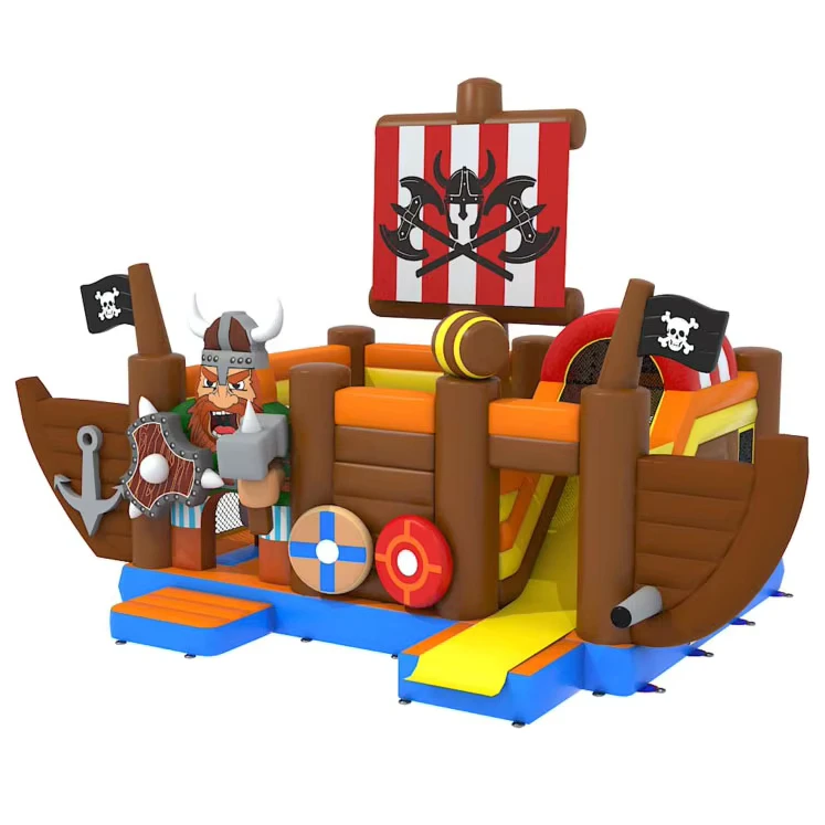 Nave Pirata Guerriera Vichinga Gonfiabile, Combo Castello Gonfiabile Commerciale per Noleggi di Feste