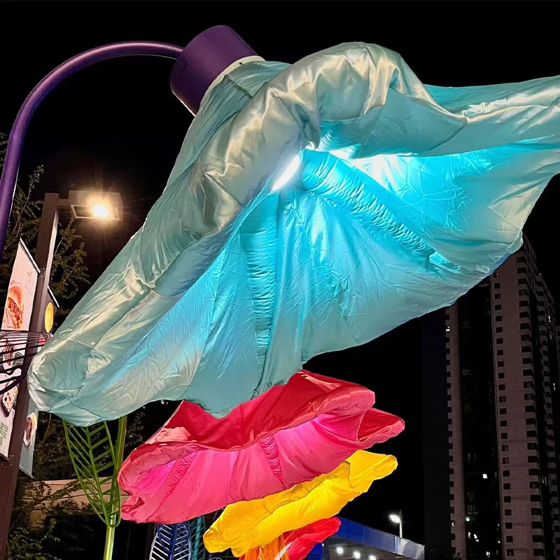 Vv112 Große Induktionsblühende Straßenlampe Rose Trompete Automatisches Öffnen und Schließen Gas Modell Blumenpark Interaktives Gerät