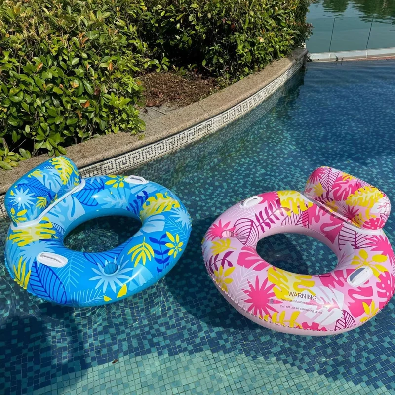 Sofá Insuflável W170 com Encosto de Rede Design de Folha de Bordo Flutuante para Adultos na Piscina