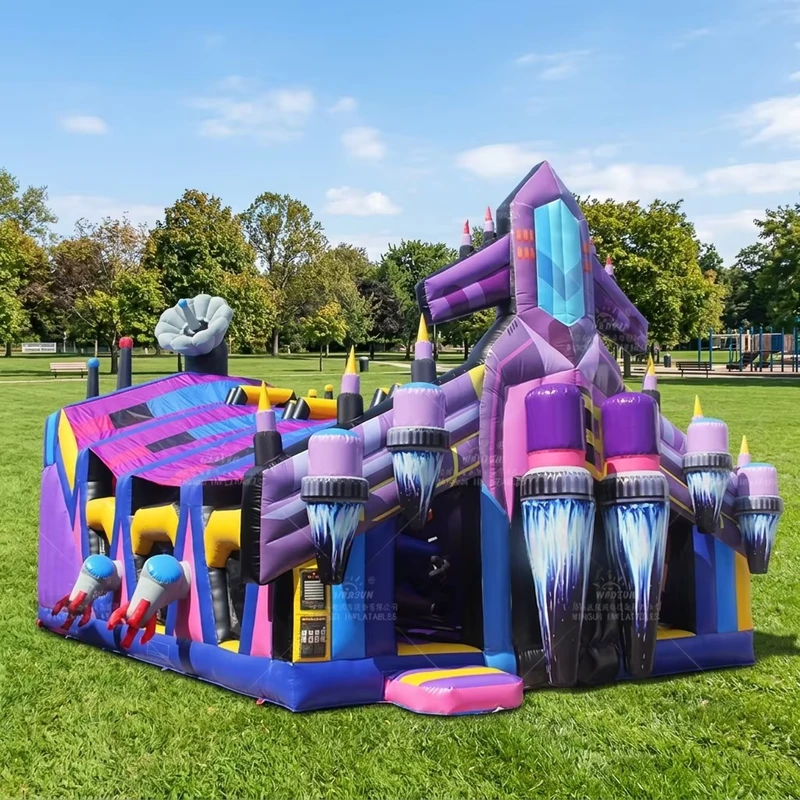 Kastil Warna Inflatable Anak-anak WINSUN, Kombinasi Bouncy Jumper di Luar Ruangan, Rumah Bouncing Dunia Salju