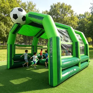 WINSUN Commercial Inflatable Soccer Field Enclosure Green PVC Football Court with Roof for Team Building Events