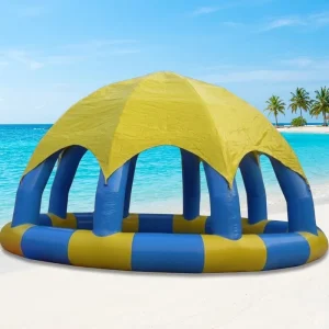 WINSUN Multicolor Inflatable Round Swimming Pool Dome with Tent Cover Swimming Pool with Sunshine Tent
