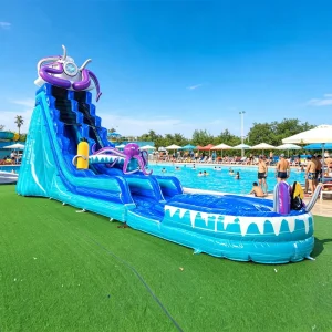 WINSUN Underwater Octopus Inflatable Water Slide with Pool Double Lane Commercial Grade Water Slide for Summer Events Rental