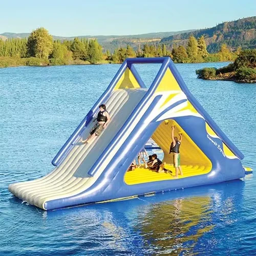 เกาะลอยน้ำ น้ำเป่าลม Aqua Park สวนน้ำเป่าลมพร้อมสไลเดอร์และอุปสรรคสำหรับผู้ใหญ่