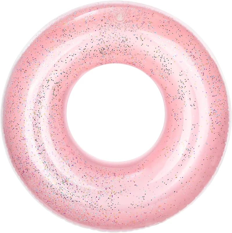 Water Fun Beach Party Toys Pool Float Loungers Heart Shaped Swimming Tube Glitter Inflatable Swim Rings for Kids Adults