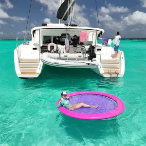 Water Hammock Pool Lounge Hammock Float Round Inflatable Pool Floatie Hammock with Mesh
