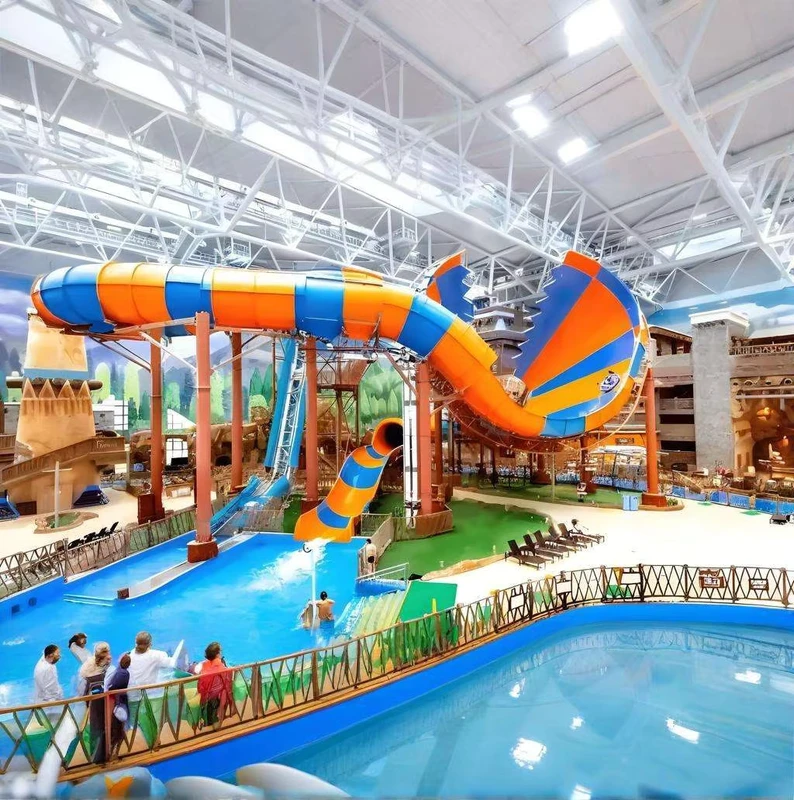 Water Interactive Water Park a Large Combination of Slides for Indoor and Outdoor Leisure Water Amusement Facilities
