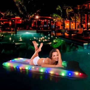 Water LED Light Inflatable Float PVC Inflatable Floating Bed Inflatable Pool Lounger with LED
