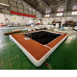Wasserfreizeit Aufblasbare schwimmende Insel Plattform Schwimminsel Jet Ski Dockmatte DWF-Material