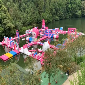 Isola Galleggiante Inflatable Combo Scivolo da Arrampicata Gioco d'Acqua