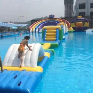 Water Park Adults Huge Inflatable Wet Slide and Slip Obstacle Course Game