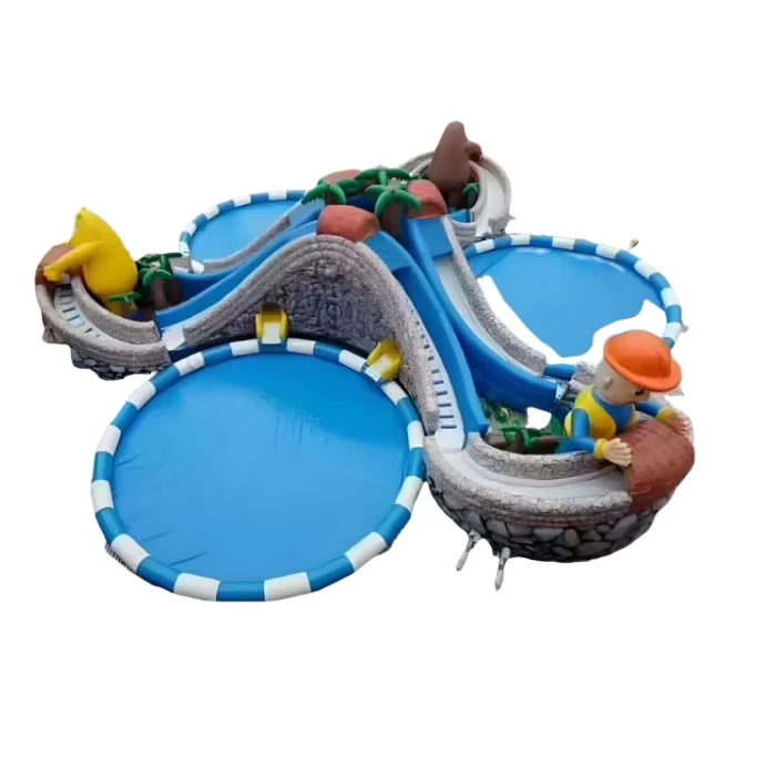 Château gonflable avec toboggan aquatique, grand parc aquatique extérieur pour enfants