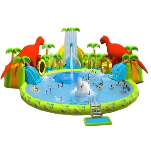 Parco Acquatico Gonfiabile per Bambini, Trampolino Acquatico, Attrezzature per Parco Giochi, Scivoli