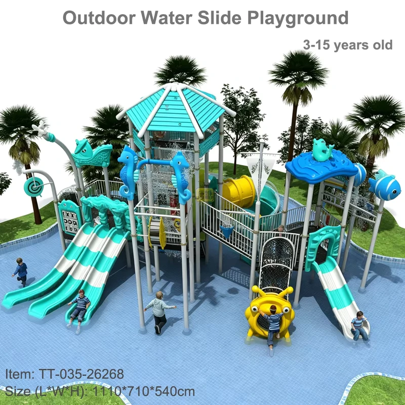 Parque Aquático ao Ar Livre Escorrega Aquático Playground Equipamento de Brincadeira de Água Fibra de Vidro para Resort Turístico Camping