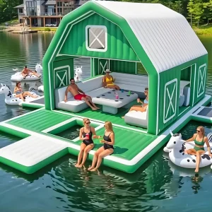 Isla Flotante Inflable Familiar para el Verano, para Lago y Río