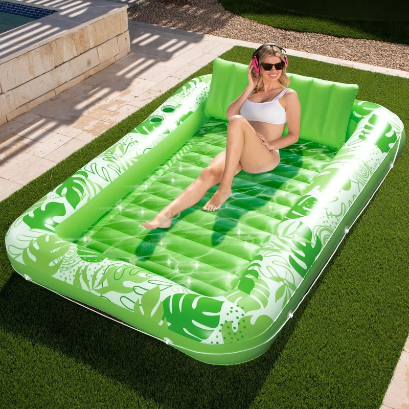Flotador inflable para fiestas acuáticas, rafts, tumbona inflable para adultos, flotador de piscina inflable con portavasos