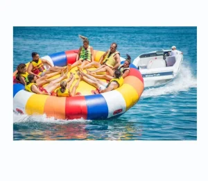 Équipement de jeu aquatique, jeu de sport aquatique, UFO gonflable fou, bateau disco gonflable tournant, tube tractable
