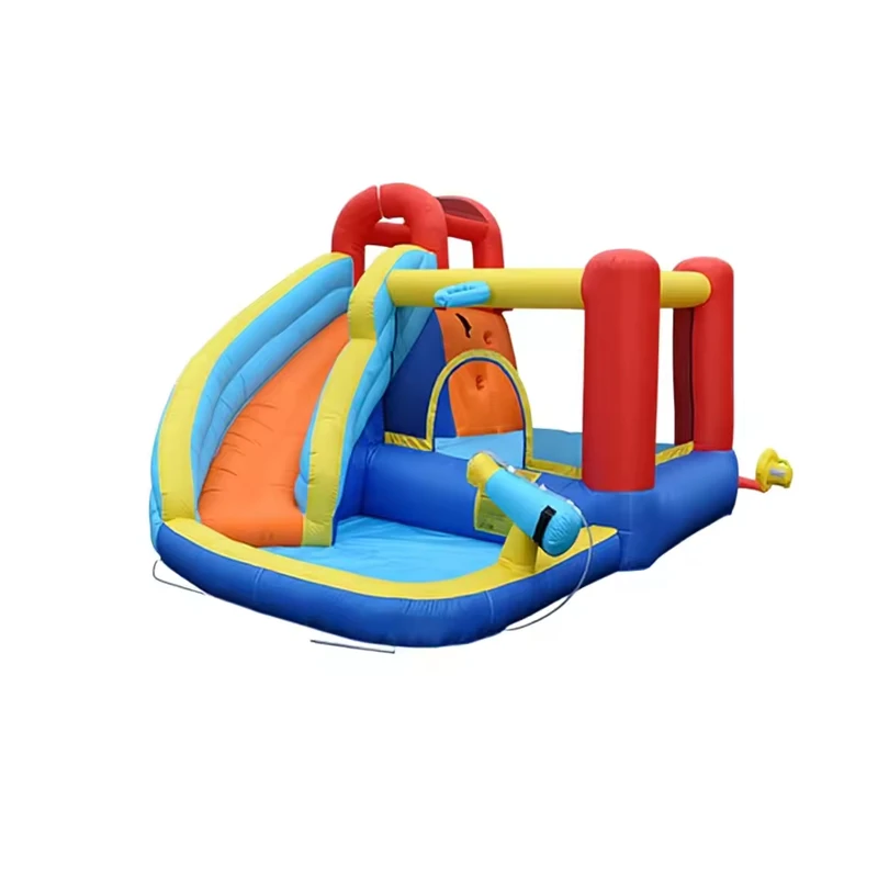 Water Playing PVC Inflatable Castle Children’s Trampoline Water Park Slide Water Jet Naughty Castle Home Shooting Toys
