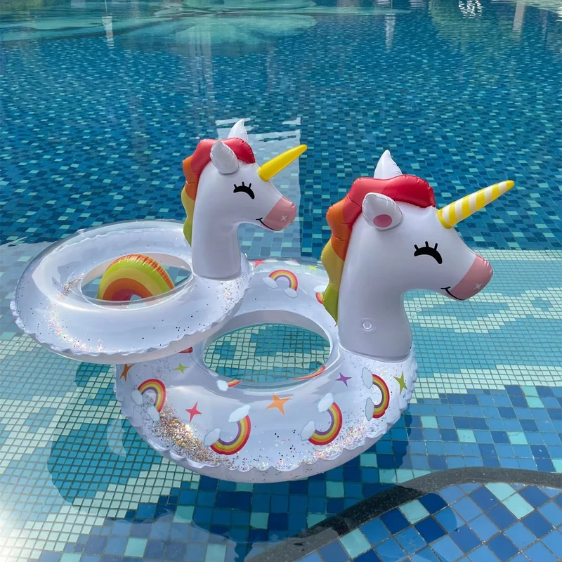 Water Pool Float Semi Shinny Unicorn Swim Ring Horse Kids Water Pool Toy Swim Ring