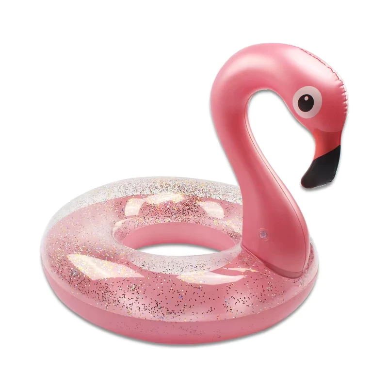 Rafters Hewan Mengapung Inflatable Mainan Cincin Renang dengan Glitter Flamingo Float