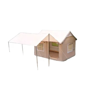 Tenda Tiup 12 Sqm Tahan Air dan Angin dengan 3 Pintu Jendela Cerobong dan Pompa Tangan untuk Berkemah