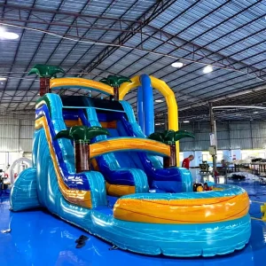 Escorrega Inflável Comercial, Escorregas de Água Infláveis com Piscina
