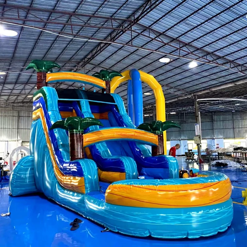 Seluncuran Air Inflatable Komersial dengan Kolam, Seluncuran Air Inflatable