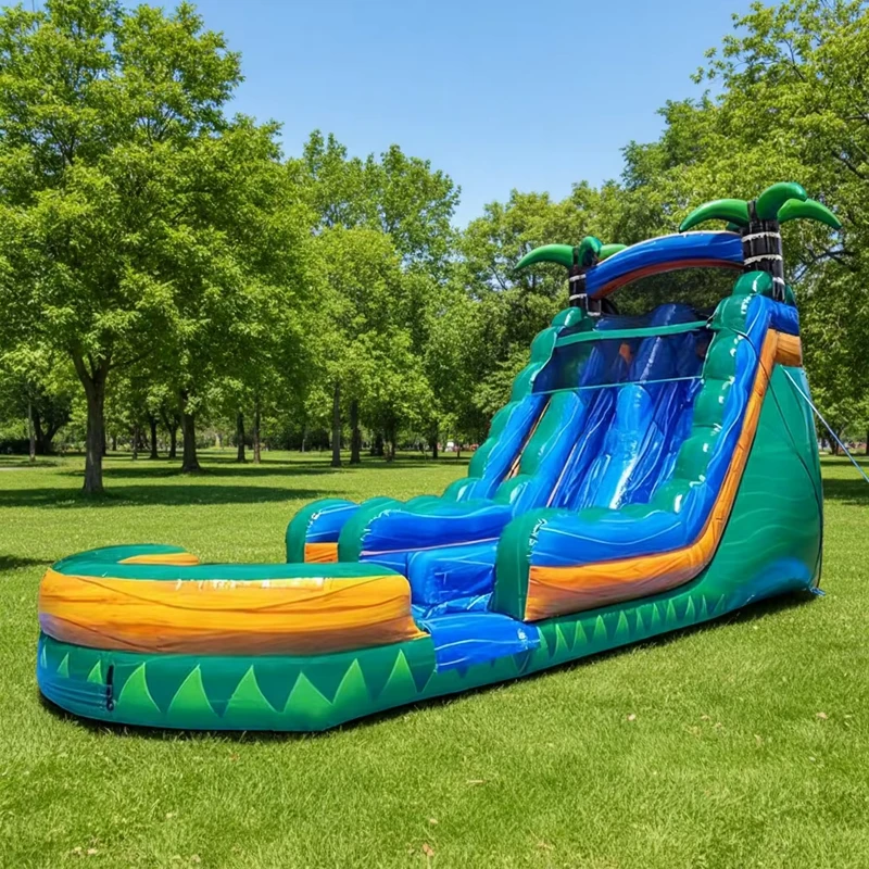 Toboggan aquatique gonflable commercial en marbre, toboggan aquatique gonflable pour événements de fête dans le jardin