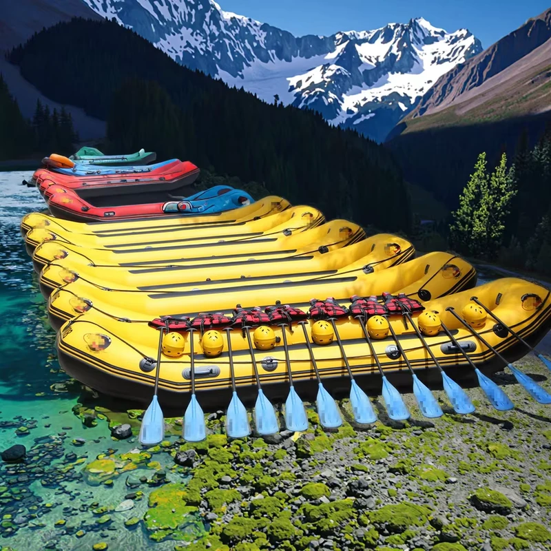 Bote de Rafting Inflável para Desportos Aquáticos de Grau Comercial, Auto-esvaziável, para Rios Brancos
