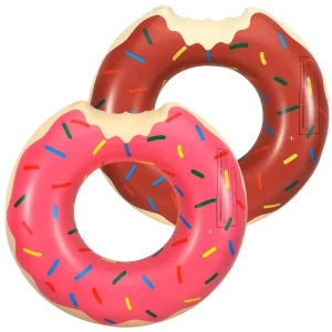 Water Sports Pvc Brown Pink Inflatable Donut Pool Floats Swim Buoy Donut Inflatable Swimming Ring