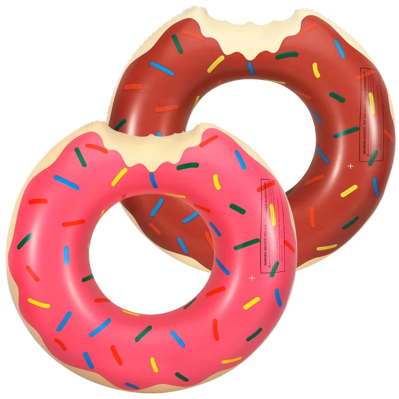 Bánh donut bơm hơi màu nâu hồng, phao bơi bơi, vòng bơi bơm hơi