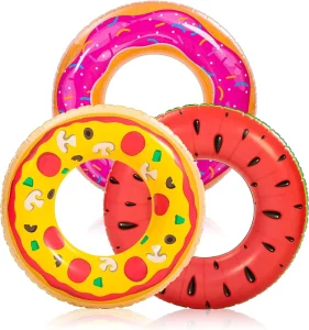 Water Toys Accessories Pizza Furit Donuts Inflatable Pool Float Swimming Ring Beach Swimming Party for Adult Child