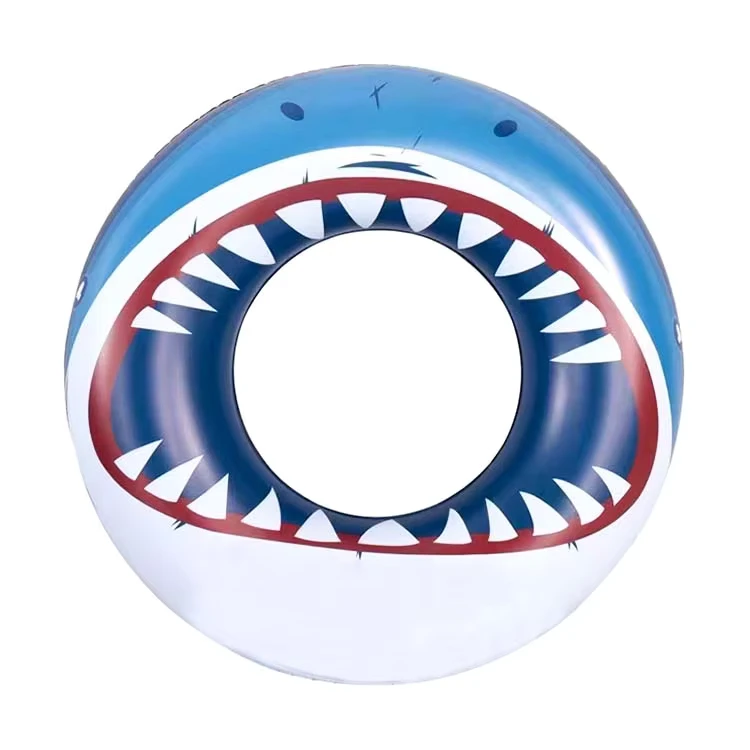 Accesorios de Juguetes Acuáticos Flotador Inflable de Tiburón Anillo de Nadar con Asas Fiesta de Playa para Niños PVC ecológico